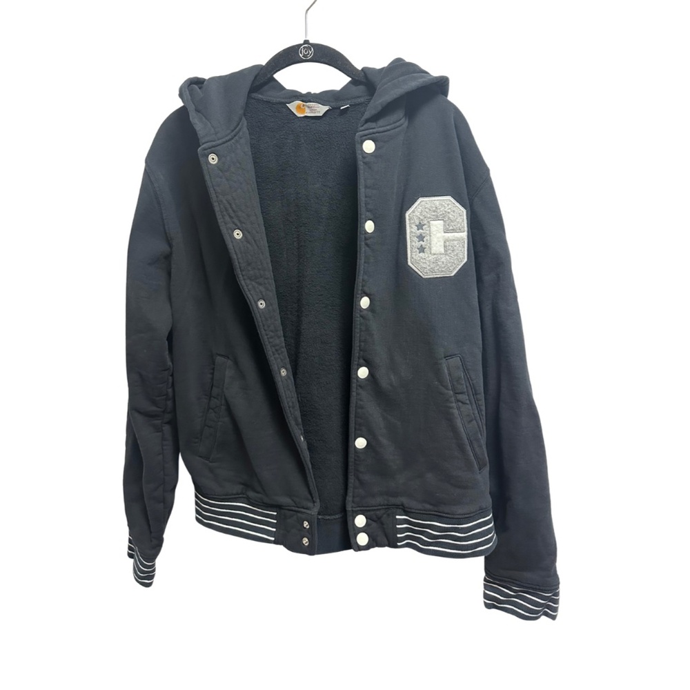 Carhartt Black Fleece-Lined Varsity Jacket